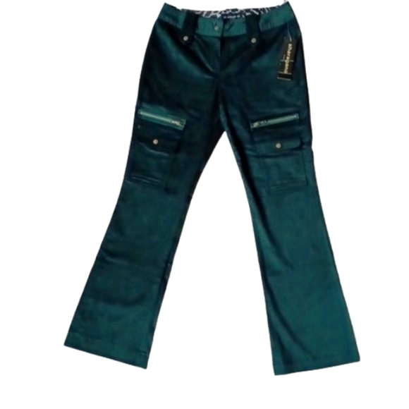 Sharagano "Ellen" Dark Teal Stretch Velvet Corduroy Bootcut Pants NEW Sz. 4 - Picture 1 of 8